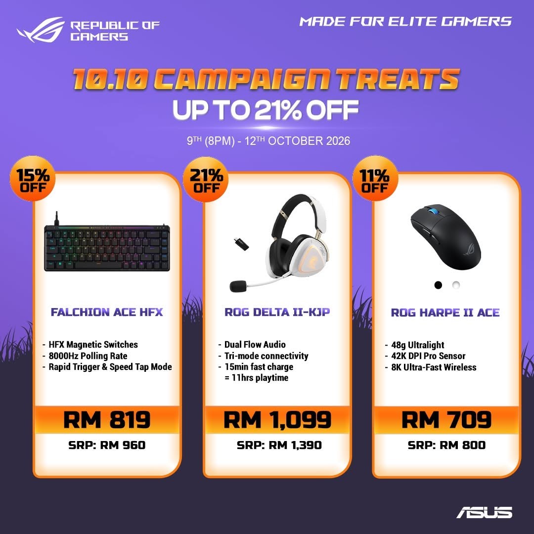 ASUS-Malaysia-Gaming-Gear-Promotion-with-Up-to-21-Off 7-12 October 2026: ASUS Malaysia: Gaming Gear Promotion with Up to 21% Off, Extra 10% Off, Free RM100 Steam Code, 0% Instalments and Free Shipping on Lazada
