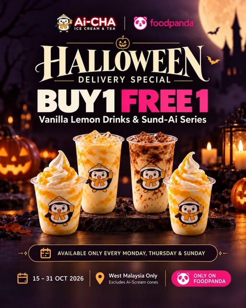 Ai-CHA-Malaysia-Buy-1-Get-1-Free-Vanilla-Lemon-Drink-and-Sund-Ai 15-31 October 2026: Ai-CHA Malaysia: Buy 1 Get 1 Free Vanilla Lemon Drink and Sund-Ai Series Promotion on foodpanda Every Monday, Thursday and Sunday in West Malaysia