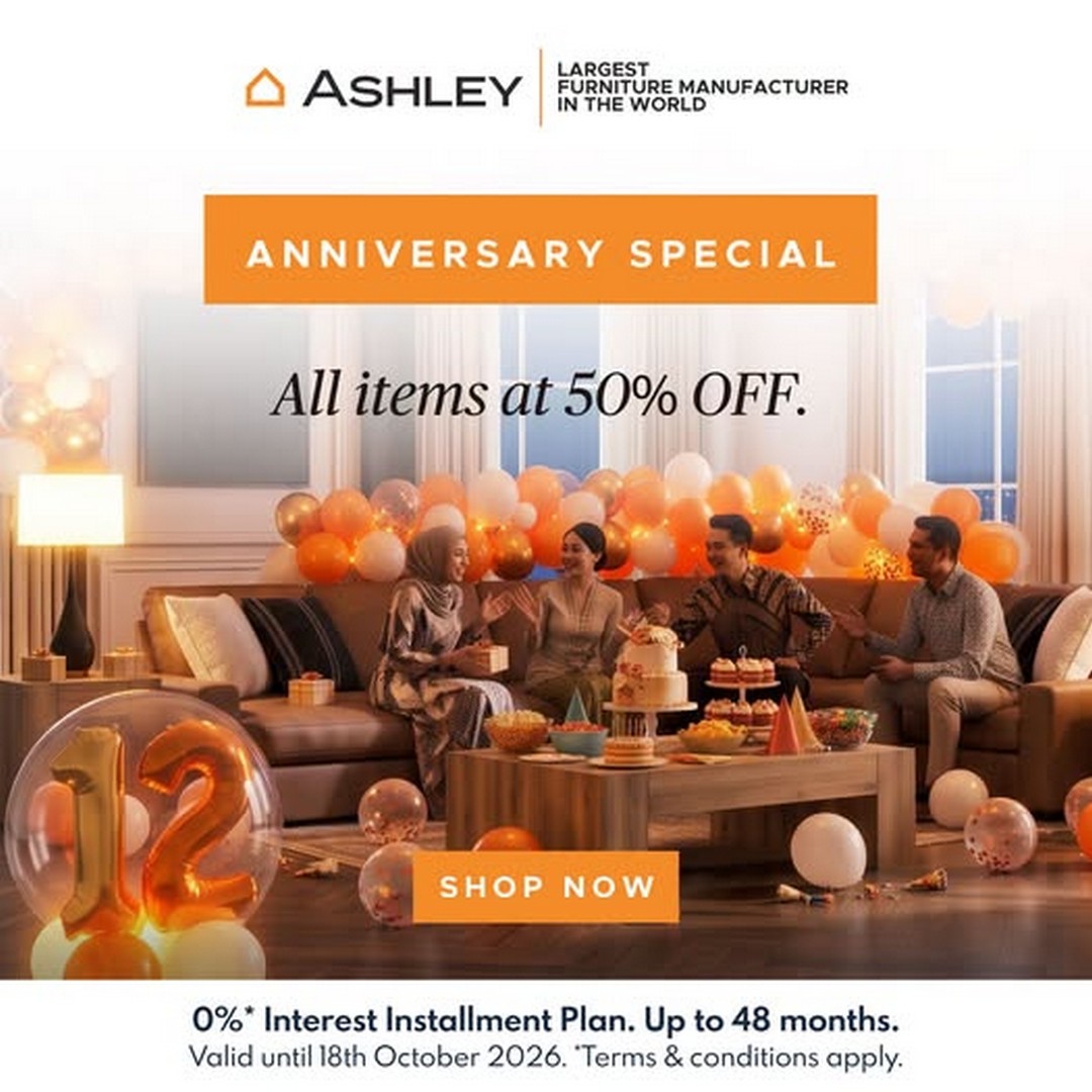 Ashley-Furniture-HomeStore-Malaysia-12th-Anniversary-Sale Now Until 18 October 2026: Ashley Furniture HomeStore Malaysia: 12th Anniversary Sale – Enjoy 50% Off Storewide for 4 Days Only with Flexible Financing Options