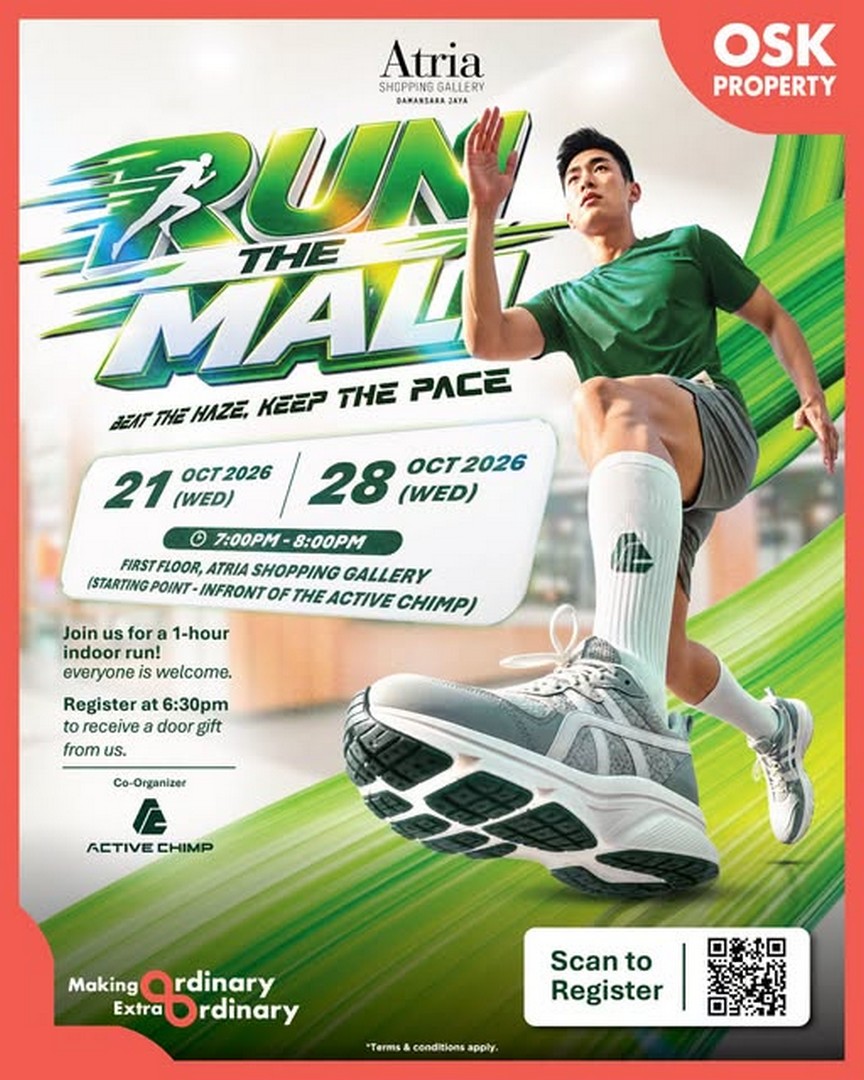 Atria-Shopping-Gallery-x-The-Active-Chimp 21-28 October 2026: Atria Shopping Gallery x The Active Chimp: RUN THE MALL Indoor Running Event Promotion – Beat the Haze and Keep the Pace with Free Door Gifts