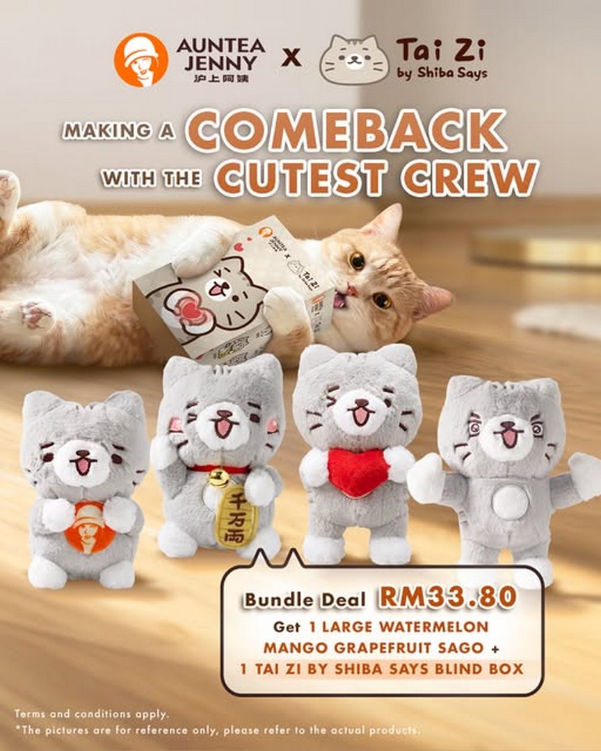 Auntea-Jenny-Malaysia-Tai-Zi-by-Shiba-Says-Blind-Box-Promotion 14 October 2026 onwards: Auntea Jenny Malaysia: Tai Zi by Shiba Says Blind Box Promotion with Drinks from RM18.90
