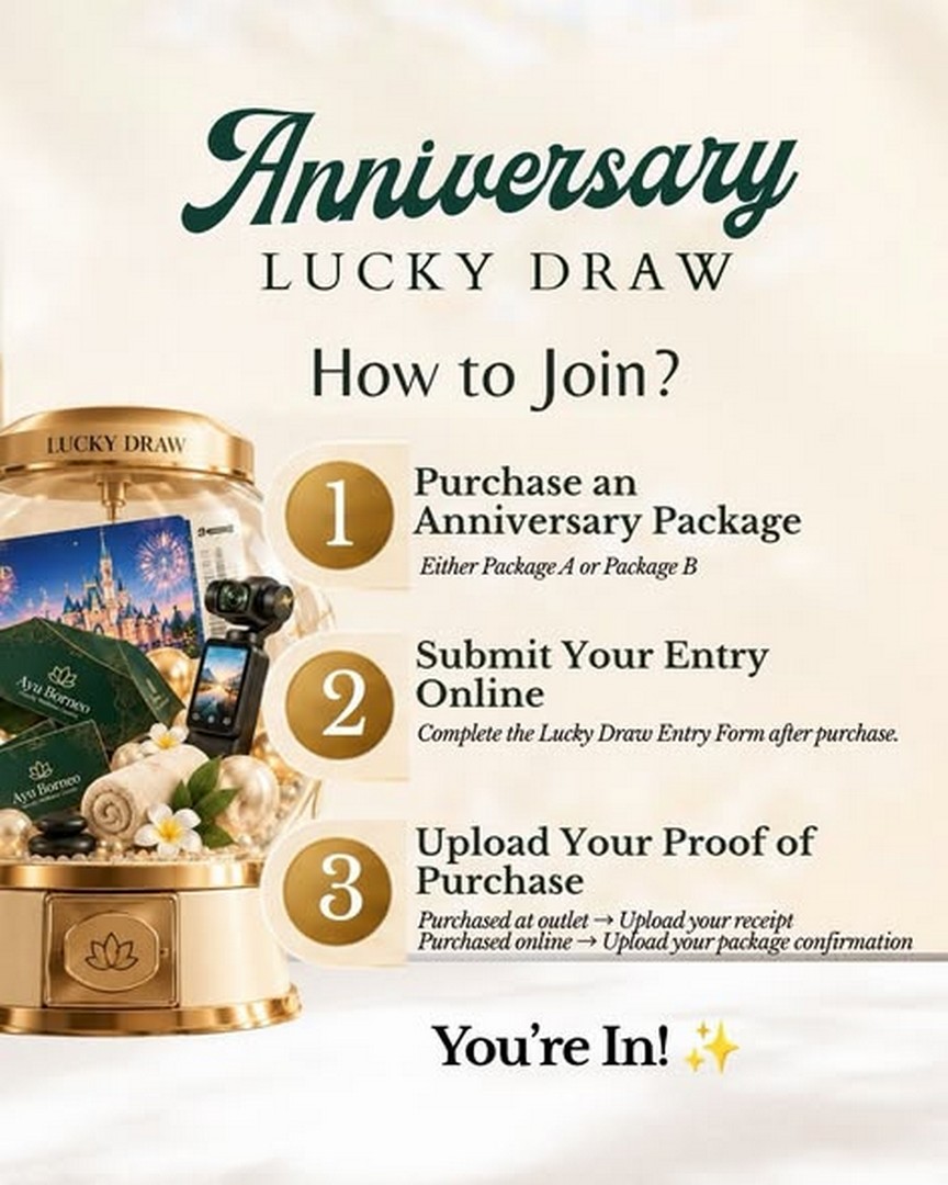 Ayu-Borneo-Anniversary-Promotion-with-Shanghai-Disneyland-3 1–30 October 2026: Ayu Borneo: Anniversary Promotion with Shanghai Disneyland Trip, DJI Osmo Pocket 4 & Massage Prizes
