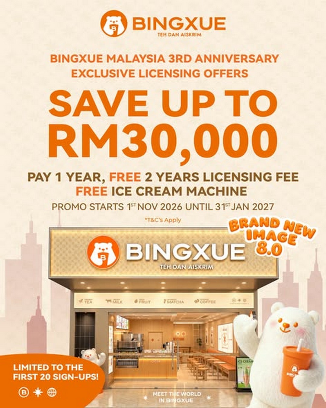 BINGXUE-Malaysia-3rd-Anniversary-Licensing-Promotion 1 November 2026–31 January 2027: BINGXUE Malaysia 3rd Anniversary Licensing Promotion – Save Up to RM30,000 with 2 Years of Free Licensing Fees and a Free Ice Cream Machine