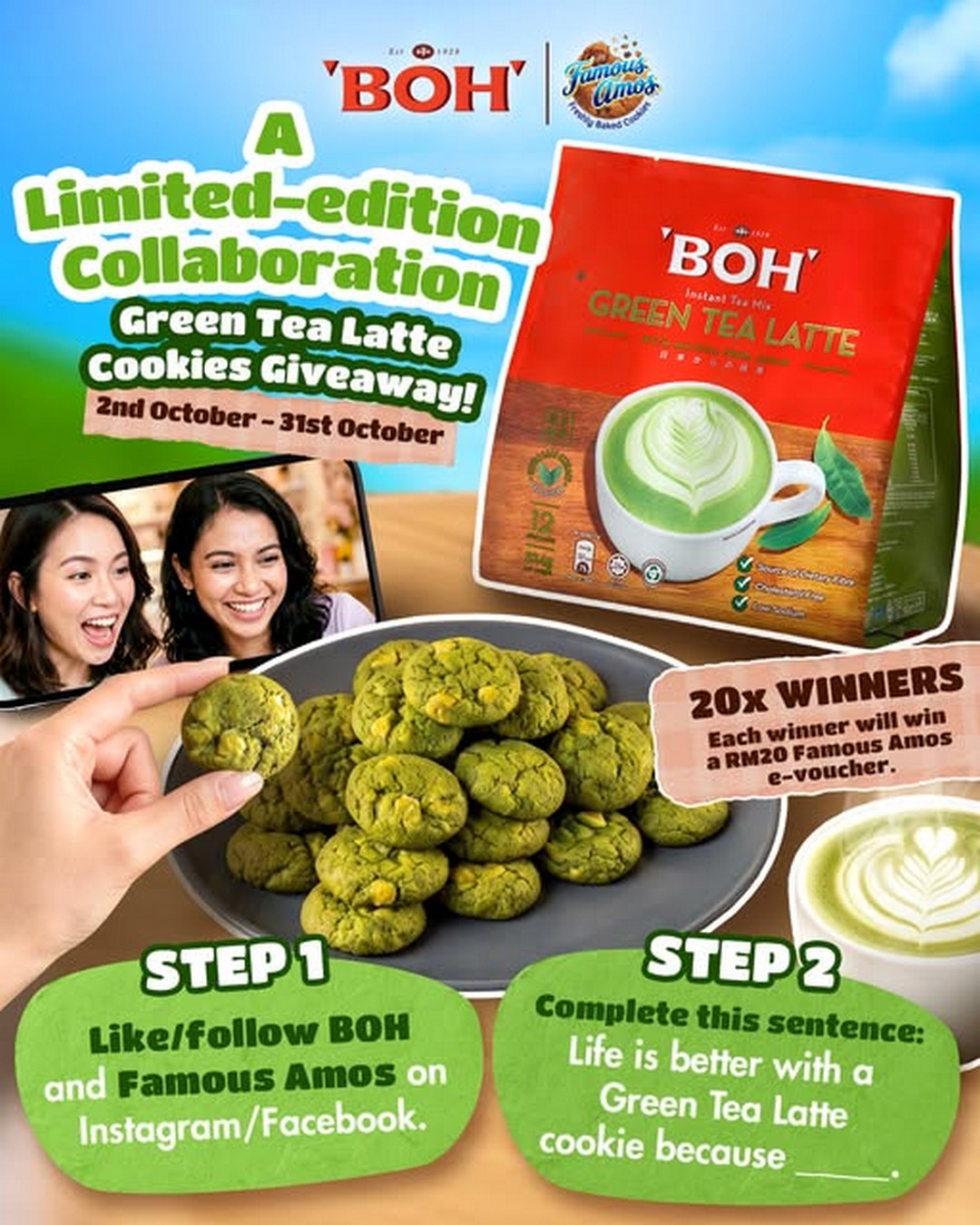 BOH-Tea-x-Famous-Amos-Green-Tea-Latte-Cookie-E-Voucher Now till 31 October 2026: BOH Tea x Famous Amos: Green Tea Latte Cookie E-Voucher Giveaway Contest on Facebook