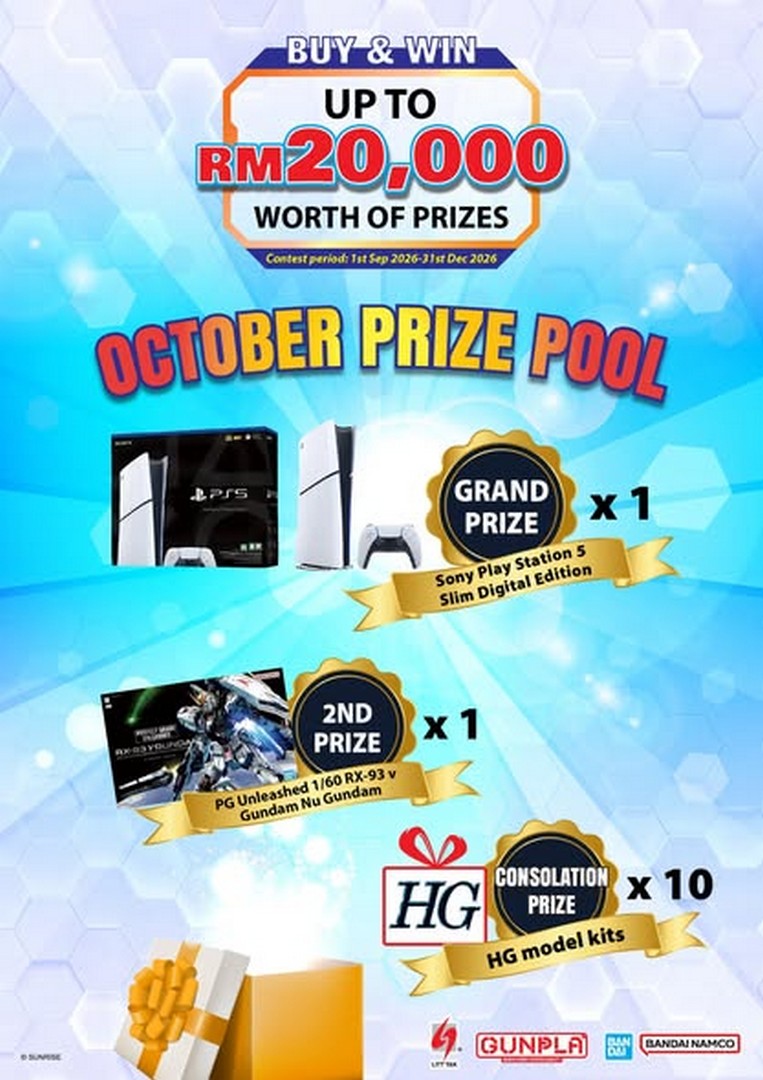 Bandai-Gunpla-Buy-Win-October-Wave-Promotion 1 October-31 October 2026: Bandai Gunpla Buy & Win October Wave Promotion – Spend RM100 on Gunpla Model Kits for a Chance to Win RM20,000 Worth of Prizes at Participating Stores in Malaysia