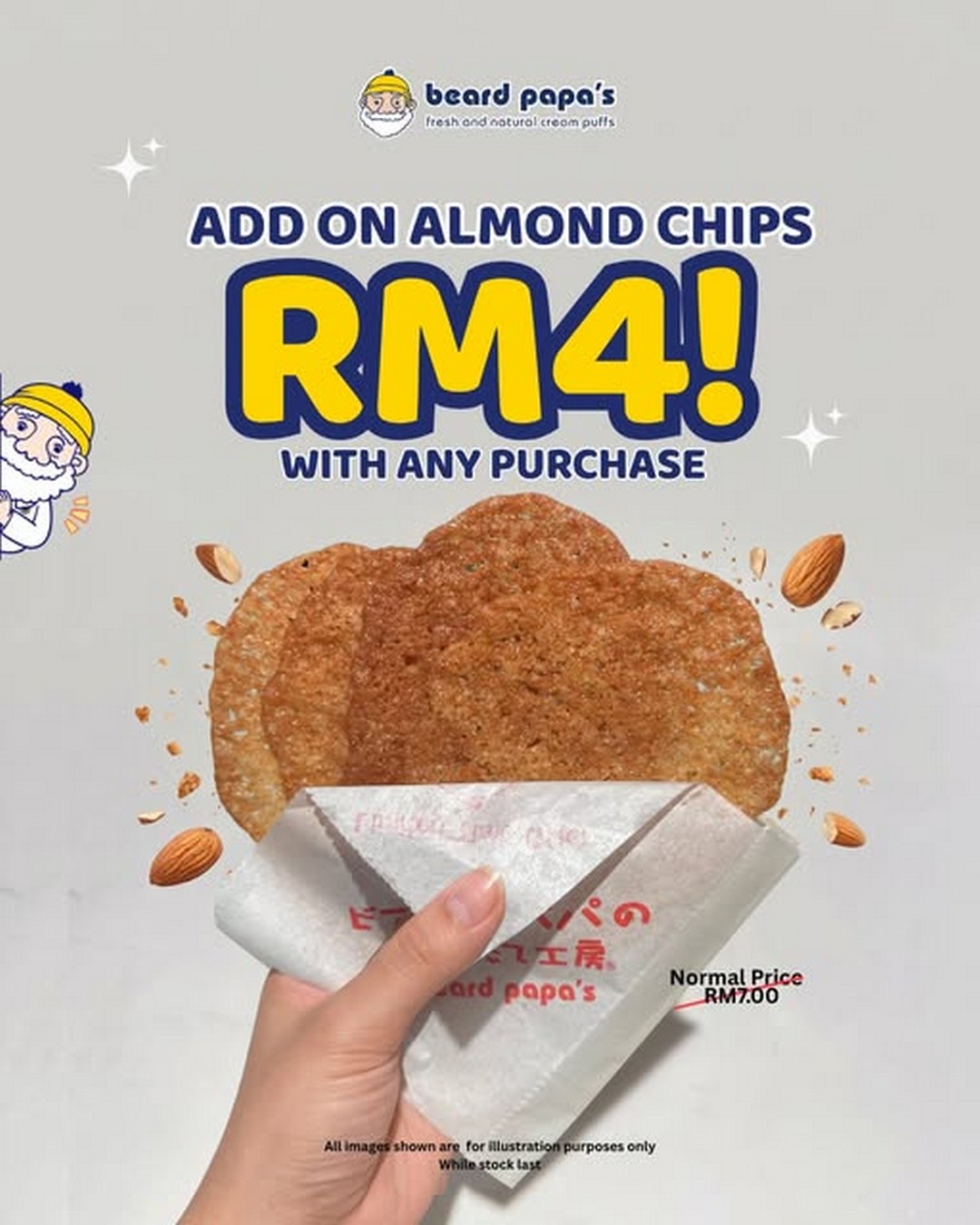 Beard-Papas-Malaysia-Almond-Chips-Promotion Now Till 5 November 2026: Beard Papa’s Malaysia Almond Chips Promotion – Get Almond Chips for RM4 with Any Purchase
