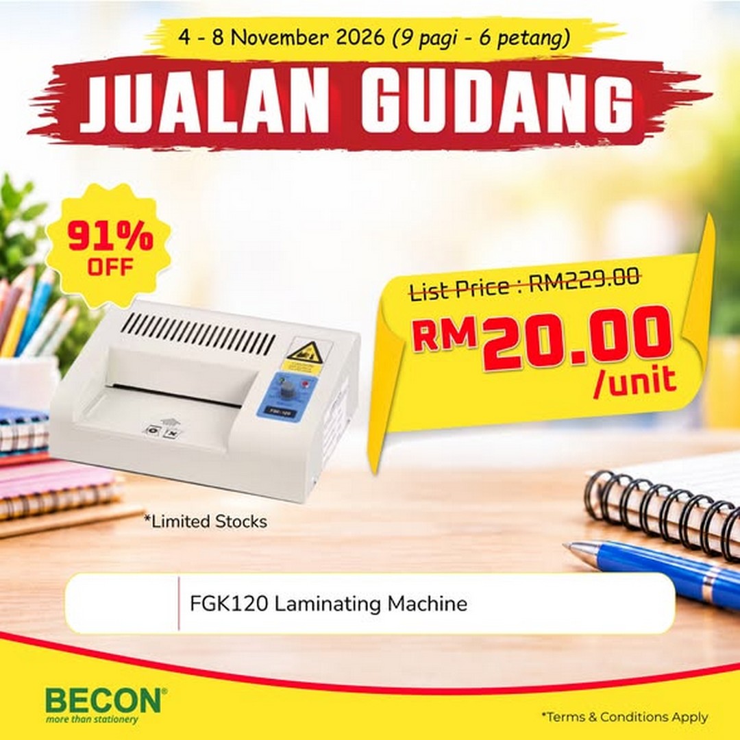 Becon-Stationery-Warehouse-Sale-–-RM20-Laminator-Deals-1 4–8 November 2026: Becon Stationery Warehouse Sale – RM20 Laminator Deals at Becon Warehouse Glenmarie