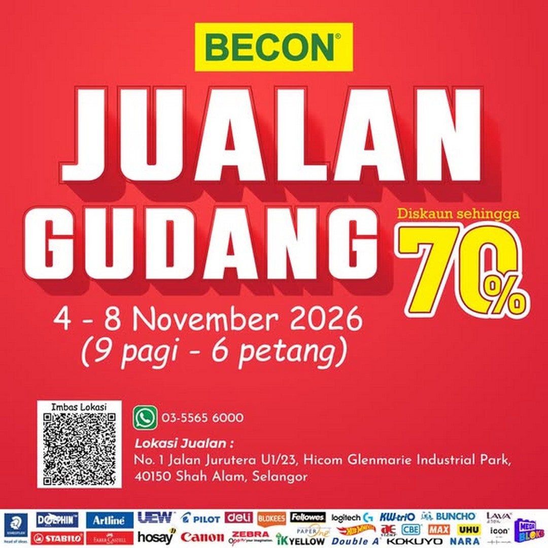Becon-Stationery-Warehouse-Sale-–-RM20-Laminator-Deals 4–8 November 2026: Becon Stationery Warehouse Sale – RM20 Laminator Deals at Becon Warehouse Glenmarie