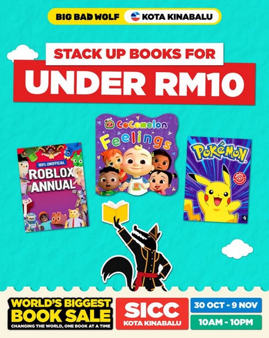 Big-Bad-Wolf-Books-Sabah-Book-Sale-Promotion 30 October–9 November 2026: Big Bad Wolf Books Sabah Book Sale Promotion – Thousands of Children’s Books Under RM10 at Sabah International Convention Centre (SICC), 10AM–10PM, Free Entry