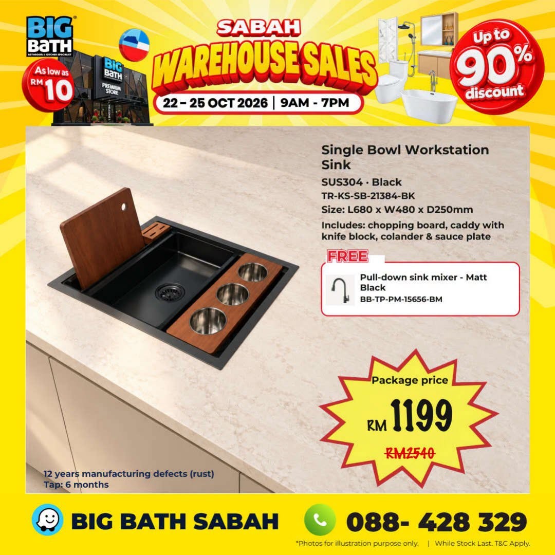 BigBath-Sdn-Bhd-BigBath-Sabah-Warehouse-Sale-12 22-25 October 2026: BigBath Sdn Bhd: BigBath Sabah Warehouse Sale with Up to 90% Off Bathroom and Kitchen Products, Toilets from RM99, Kitchen Sinks from RM99 and More in Kota Kinabalu