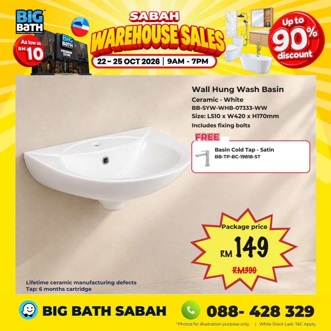 BigBath-Sdn-Bhd-BigBath-Sabah-Warehouse-Sale-13 22-25 October 2026: BigBath Sdn Bhd: BigBath Sabah Warehouse Sale with Up to 90% Off Bathroom and Kitchen Products, Toilets from RM99, Kitchen Sinks from RM99 and More in Kota Kinabalu
