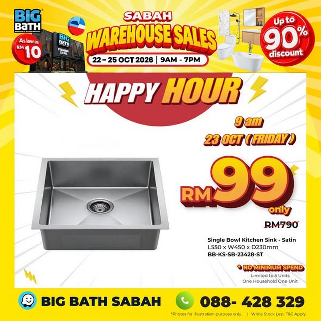 BigBath-Sdn-Bhd-BigBath-Sabah-Warehouse-Sale-3 22-25 October 2026: BigBath Sdn Bhd: BigBath Sabah Warehouse Sale with Up to 90% Off Bathroom and Kitchen Products, Toilets from RM99, Kitchen Sinks from RM99 and More in Kota Kinabalu