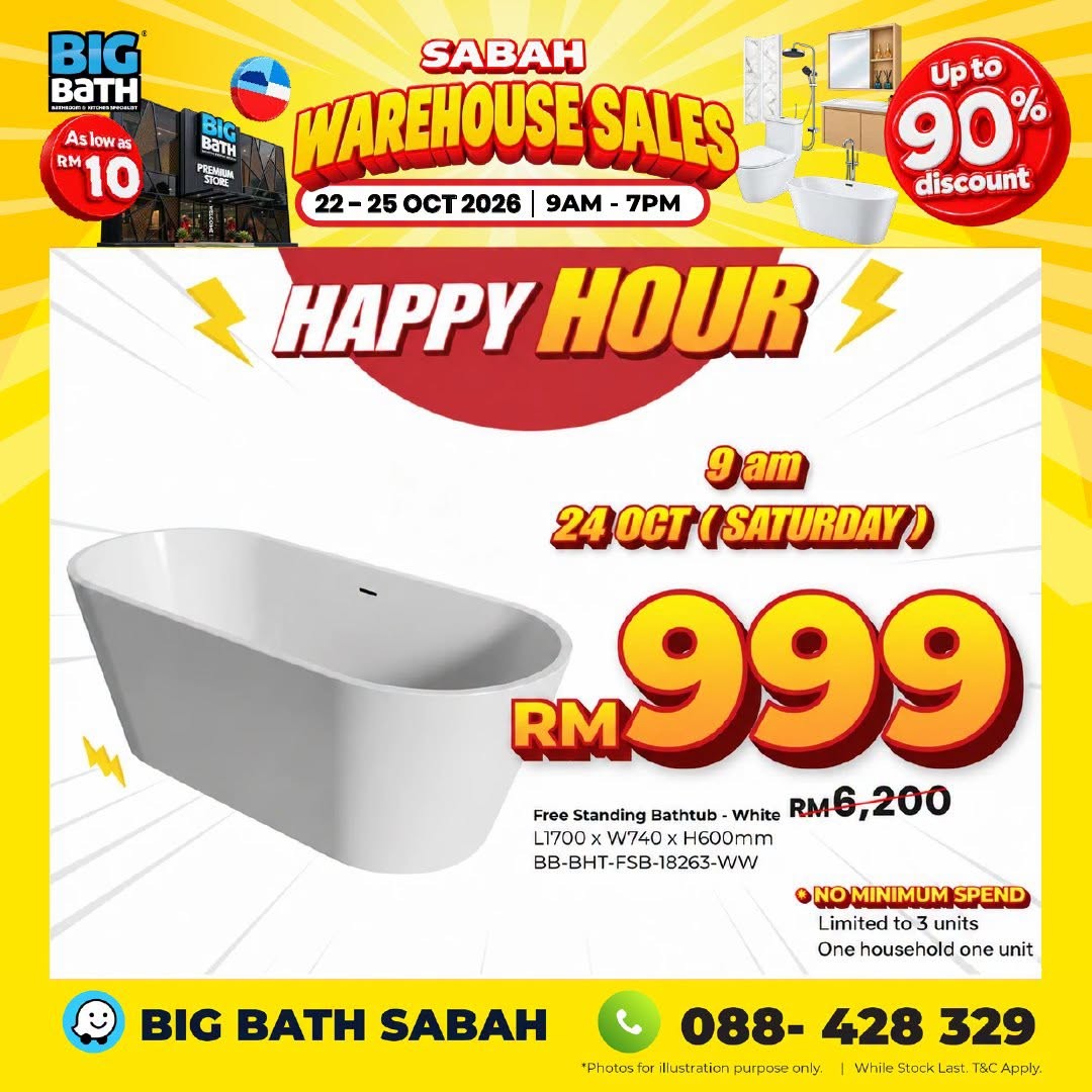BigBath-Sdn-Bhd-BigBath-Sabah-Warehouse-Sale-5 22-25 October 2026: BigBath Sdn Bhd: BigBath Sabah Warehouse Sale with Up to 90% Off Bathroom and Kitchen Products, Toilets from RM99, Kitchen Sinks from RM99 and More in Kota Kinabalu