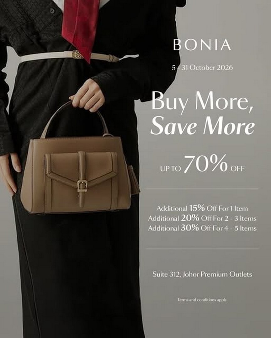 Bonia-Special-Sale-with-Up-to-70-Off-at-Johor-Premium-Outlets 5-31 October 2026: Bonia: Special Sale with Up to 70% Off at Johor Premium Outlets