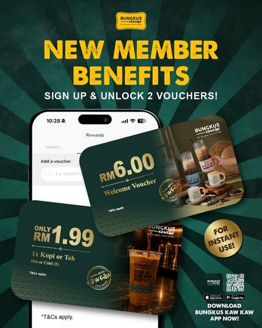 Bungkus-Kaw-Kaw-BKK-New-Member-Promotion 20 October 2026 onwards: Bungkus Kaw Kaw (BKK) New Member Promotion – Enjoy Kopi or Teh for RM1.99 and Get a RM6 Welcome Voucher via the BKK App