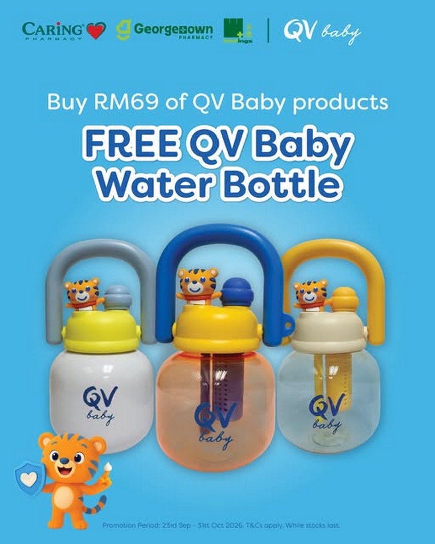 CARiNG-Pharmacy-QV-Baby-Promotion-–-Get-a-FREE-QV-Baby-Water 23 September 2026 onwards: CARiNG Pharmacy: QV Baby Promotion – Get a FREE QV Baby Water Bottle with RM69 Purchase, While Stocks Last