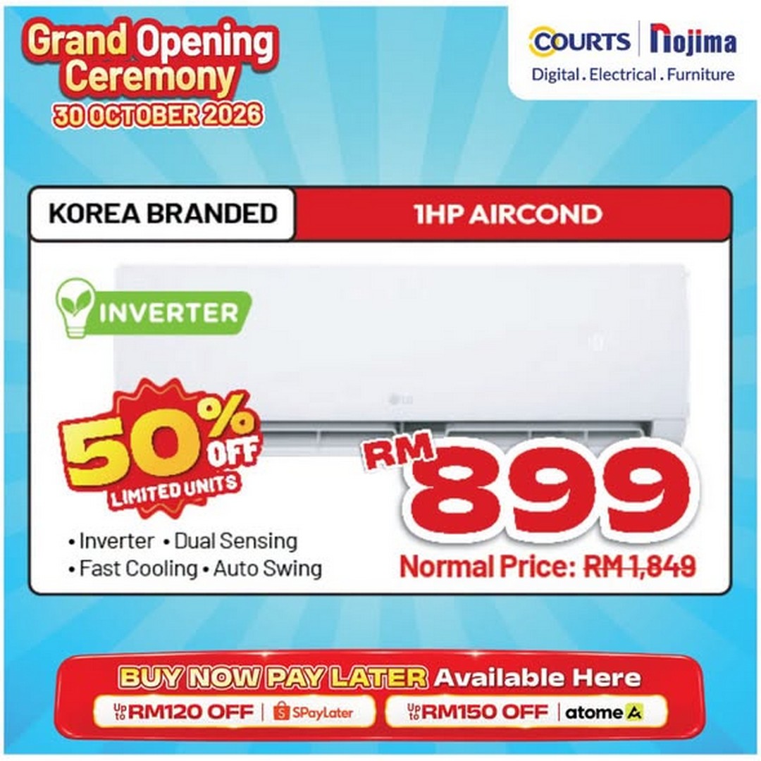 COURTS-Kota-Samarahan-Grand-Opening-Promotion-1 30 October–11 November 2026: COURTS Kota Samarahan Grand Opening Promotion – Up to 60% Off TVs, Fridges, Washing Machines, Air Conditioners and More, with Opening Deals from RM1