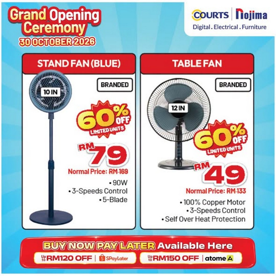 COURTS-Kota-Samarahan-Grand-Opening-Promotion-2 30 October–11 November 2026: COURTS Kota Samarahan Grand Opening Promotion – Up to 60% Off TVs, Fridges, Washing Machines, Air Conditioners and More, with Opening Deals from RM1