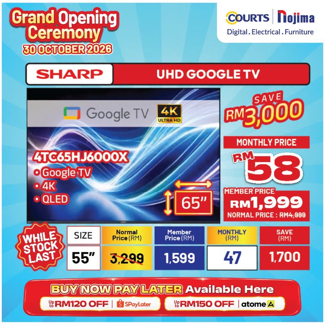 COURTS-Kota-Samarahan-Grand-Opening-Promotion-6 30 October–11 November 2026: COURTS Kota Samarahan Grand Opening Promotion – Up to 60% Off TVs, Fridges, Washing Machines, Air Conditioners and More, with Opening Deals from RM1