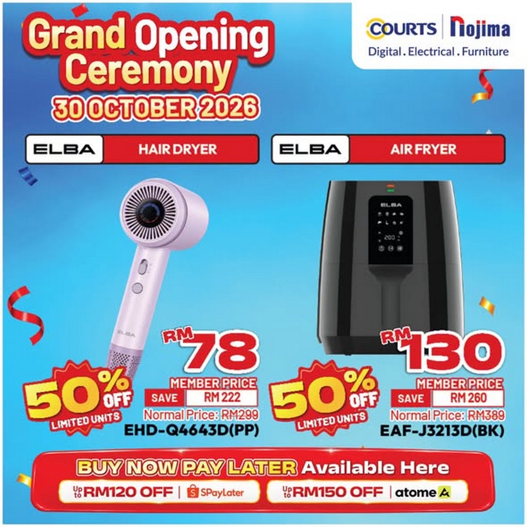 COURTS-Nojima-Kota-Samarahan-Grand-Opening-Sale-3 30 October–11 November 2026: COURTS Nojima Kota Samarahan Grand Opening Sale – Up to 70% Off Electrical Appliances, Items from RM25