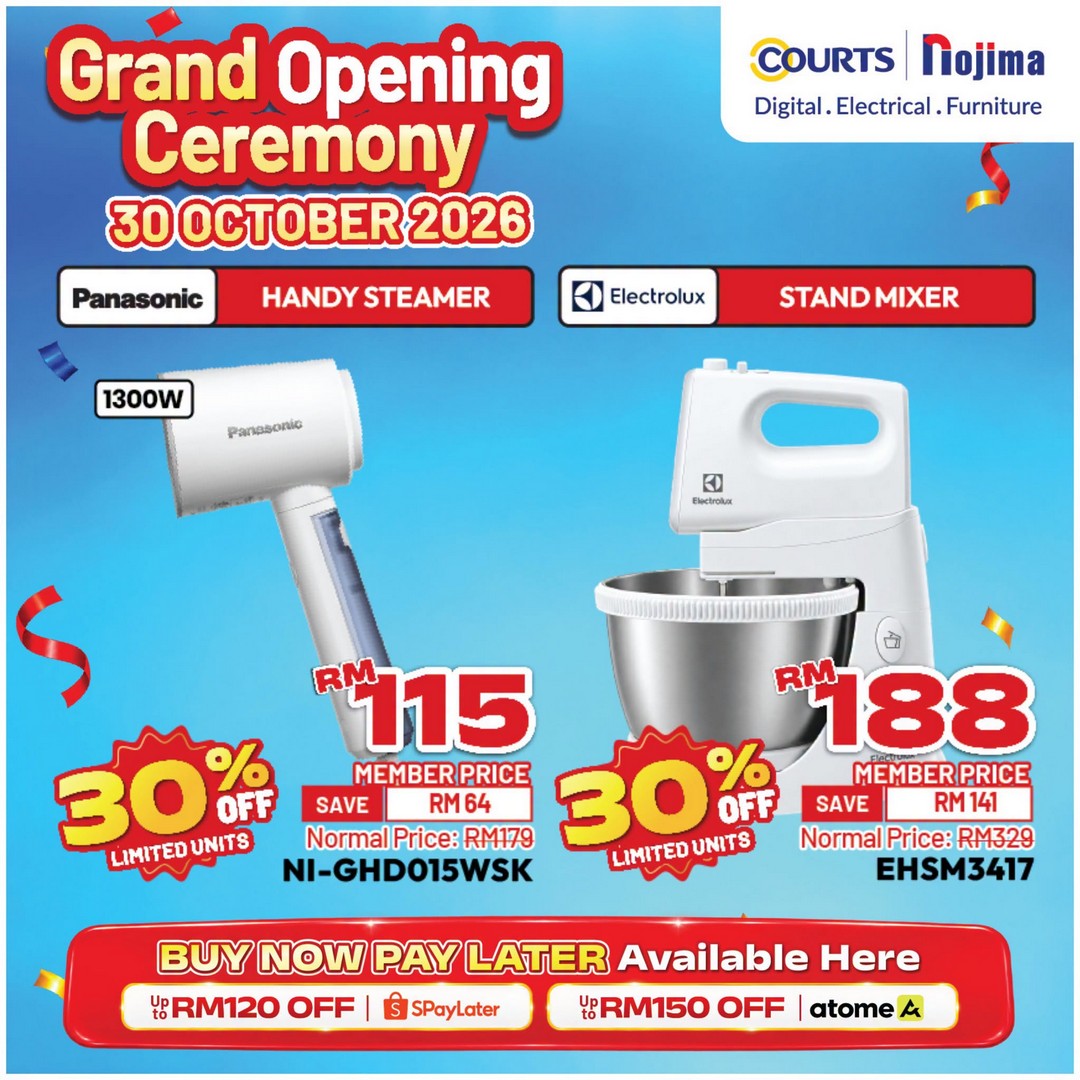 COURTS-Nojima-Kota-Samarahan-Grand-Opening-Sale-4 30 October–11 November 2026: COURTS Nojima Kota Samarahan Grand Opening Sale – Up to 70% Off Electrical Appliances, Items from RM25