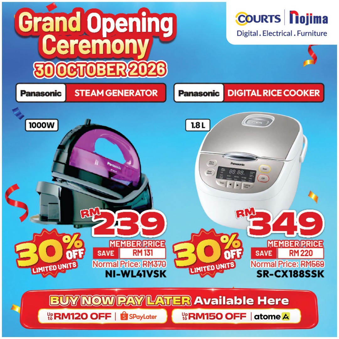 COURTS-Nojima-Kota-Samarahan-Grand-Opening-Sale-5 30 October–11 November 2026: COURTS Nojima Kota Samarahan Grand Opening Sale – Up to 70% Off Electrical Appliances, Items from RM25