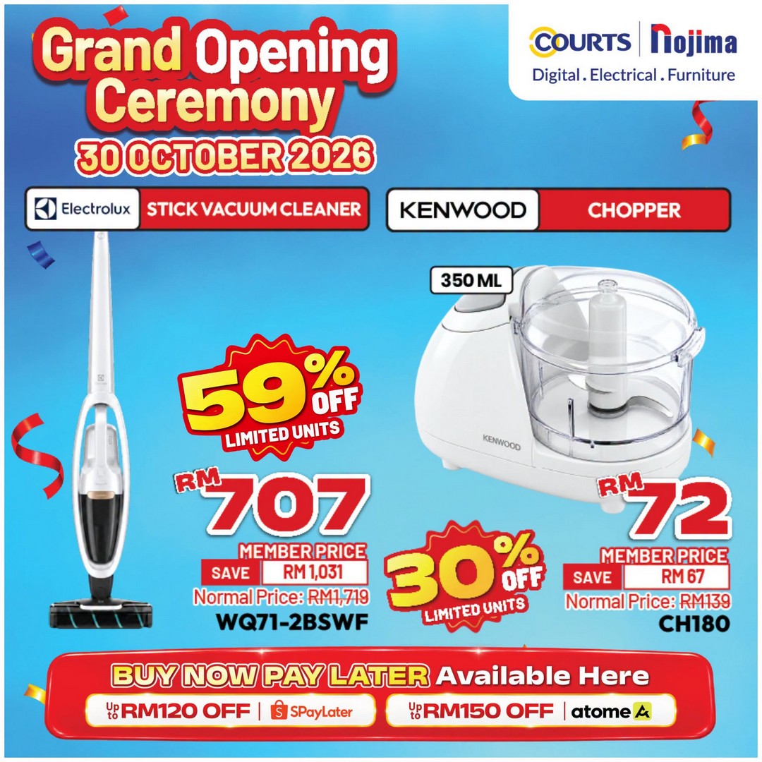 COURTS-Nojima-Kota-Samarahan-Grand-Opening-Sale-6 30 October–11 November 2026: COURTS Nojima Kota Samarahan Grand Opening Sale – Up to 70% Off Electrical Appliances, Items from RM25