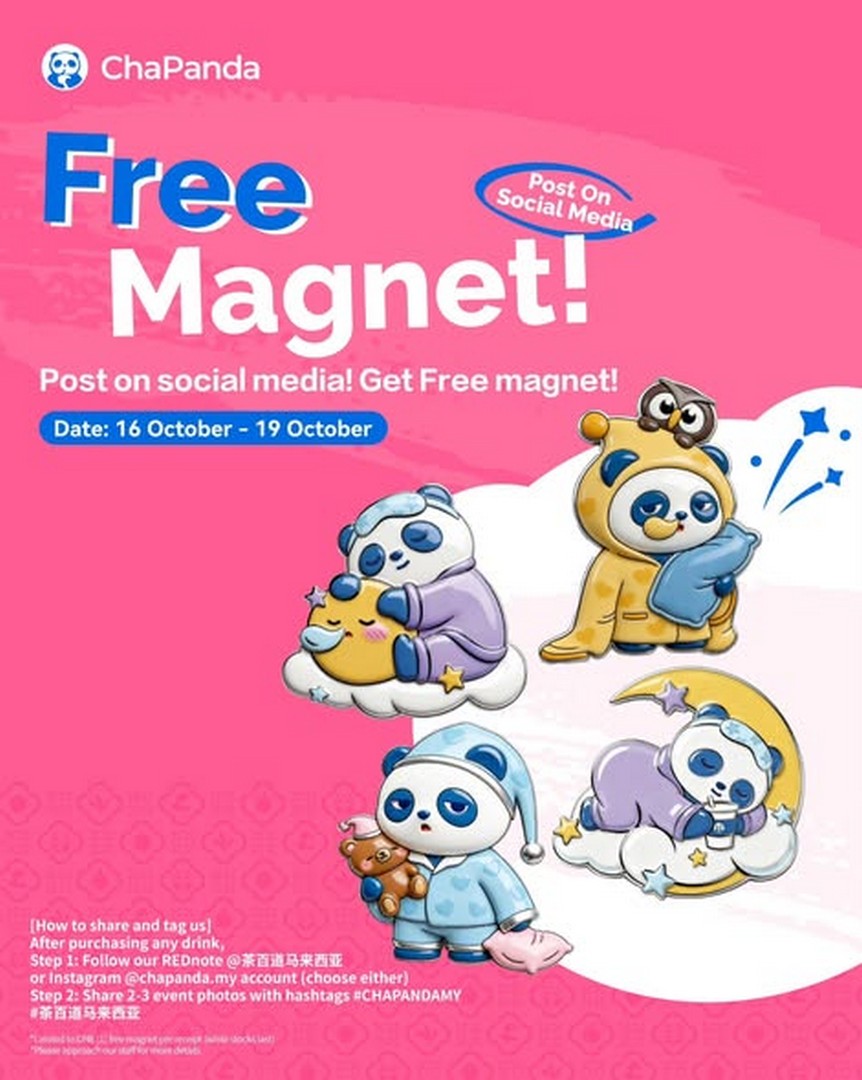 ChaPanda-Malaysia-Grand-Opening-Promotion-at-Bandar-Utama-1 16-19 October 2026: ChaPanda Malaysia: Grand Opening Promotion at Bandar Utama with Buy 1 Get 1 Free Drinks, Free ChaCha Fridge Magnet and Lucky Scratch Card Prizes