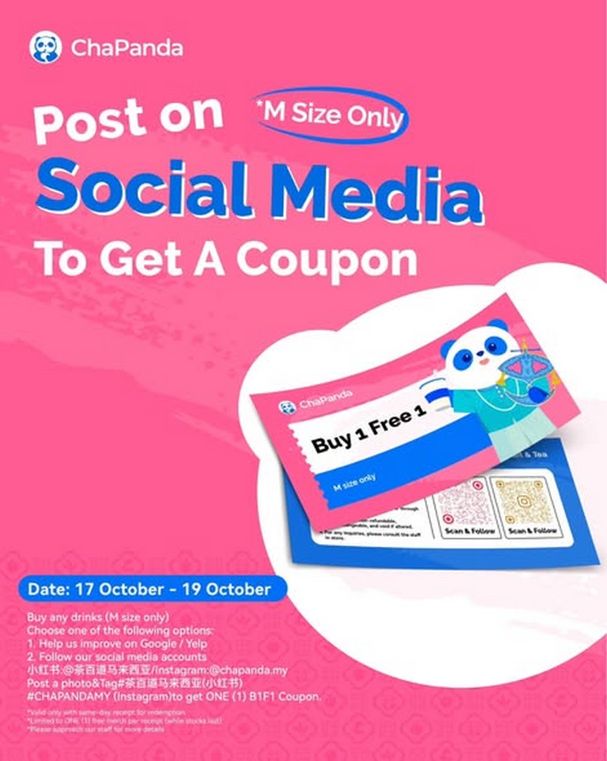 ChaPanda-Malaysia-New-Menara-UOA-Bangsar-Outlet-Soft-Opening-Promotion-1 17–19 October 2026: ChaPanda Malaysia: New Menara UOA Bangsar Outlet Soft Opening Promotion with 20% OFF Selected Medium Drinks and Buy 1 Get 1 FREE Voucher