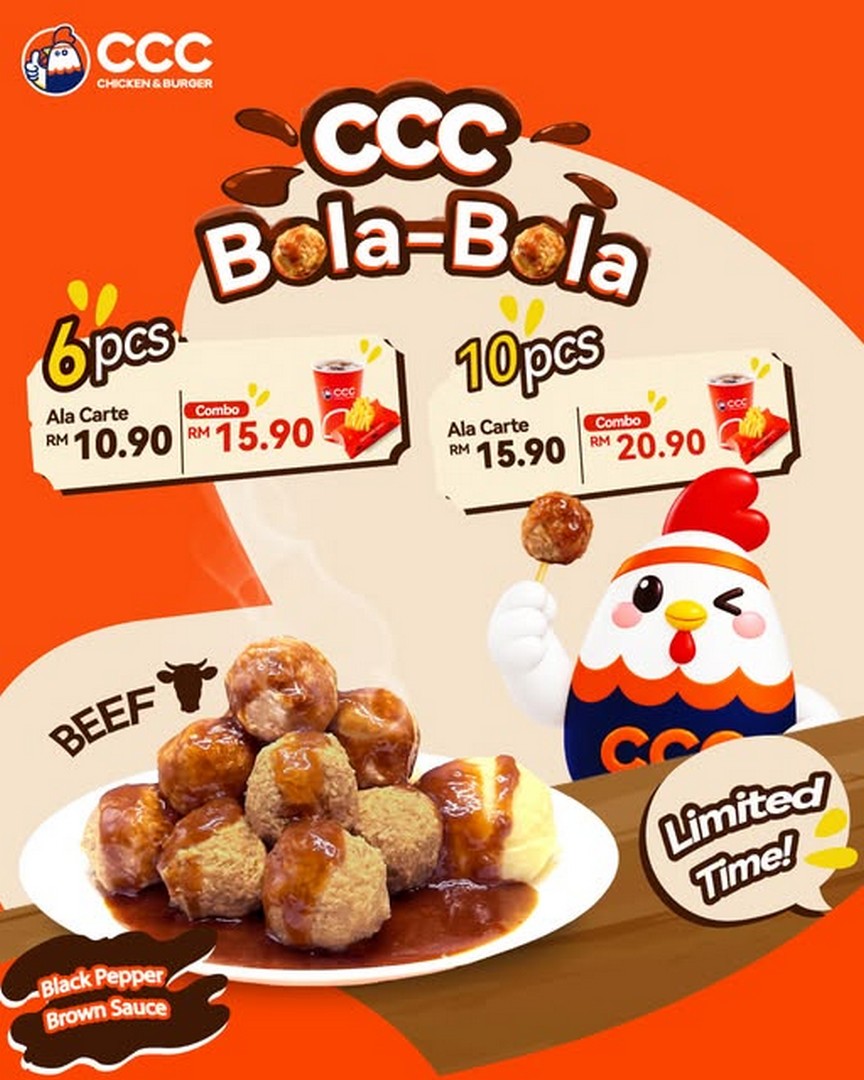 Chicago-Chicken-City-CCC-CCC-Bola-Bola-Black-Pepper-Brown 28 September-8 November 2026: Chicago Chicken City (CCC): CCC Bola-Bola Black Pepper Brown Sauce Promotion with Combos from RM15.90 – Limited-Time Food Deal in Malaysia