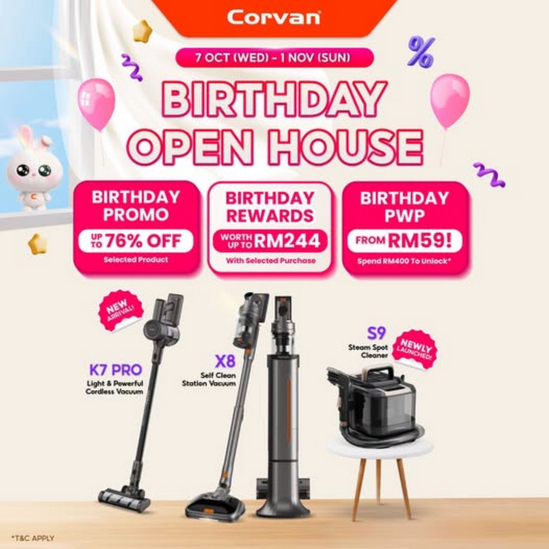 Corvan-12th-Birthday-Open-House-Sale 7 October-1 November 2026: Corvan: 12th Birthday Open House Sale & Promotion at Atria Shopping Gallery, Up to 76% Off Selected Products