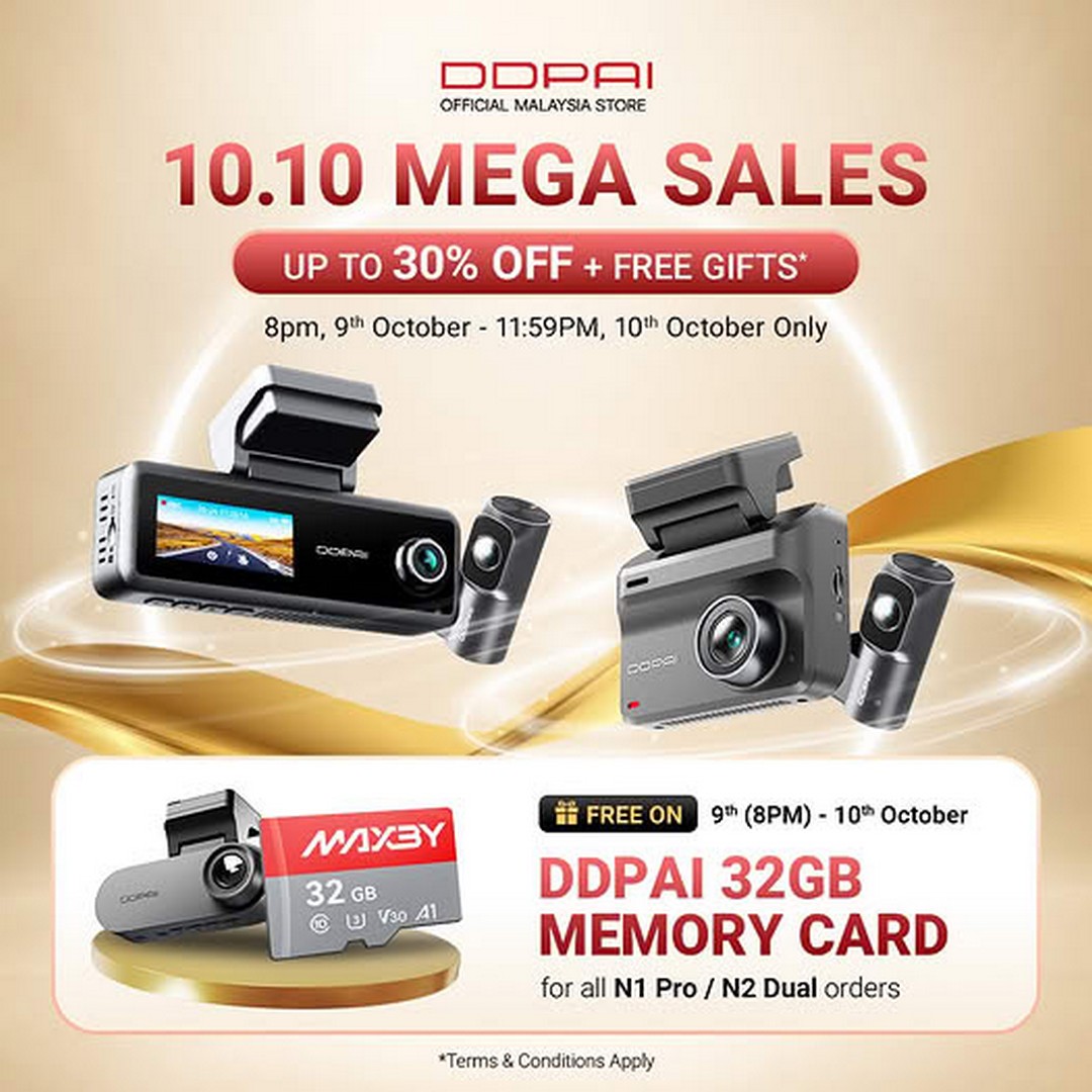 DDPAI-Malaysia-10.10-Sale-with-Up-to-30-OFF-and-Free-32GB-SD-Card 9-10 October 2026: DDPAI Malaysia: 10.10 Sale with Up to 30% OFF and Free 32GB SD Card on Selected Dash Cams at Shopee