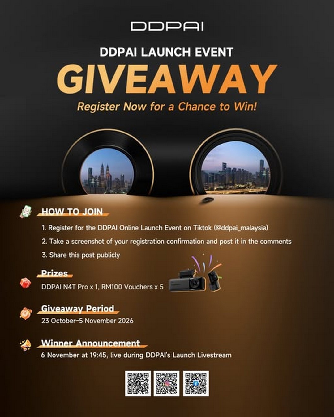DDPAI-Malaysia-N4T-Pro-Dashcam-Giveaway-and-Online-Launch 23 October–5 November 2026: DDPAI Malaysia N4T Pro Dashcam Giveaway and Online Launch Event – Win a Dashcam and RM100 Vouchers