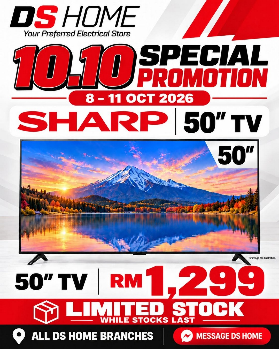 DS-HOME-10.10-KAW-KAW-Big-Sale-Promotion-16 8-11 October 2026: DS HOME: 10.10 KAW-KAW Big Sale Promotion – Enjoy Big-Screen TV Deals from RM1,098, Featuring Sharp, Samsung and LG, Available at All DS HOME Stores