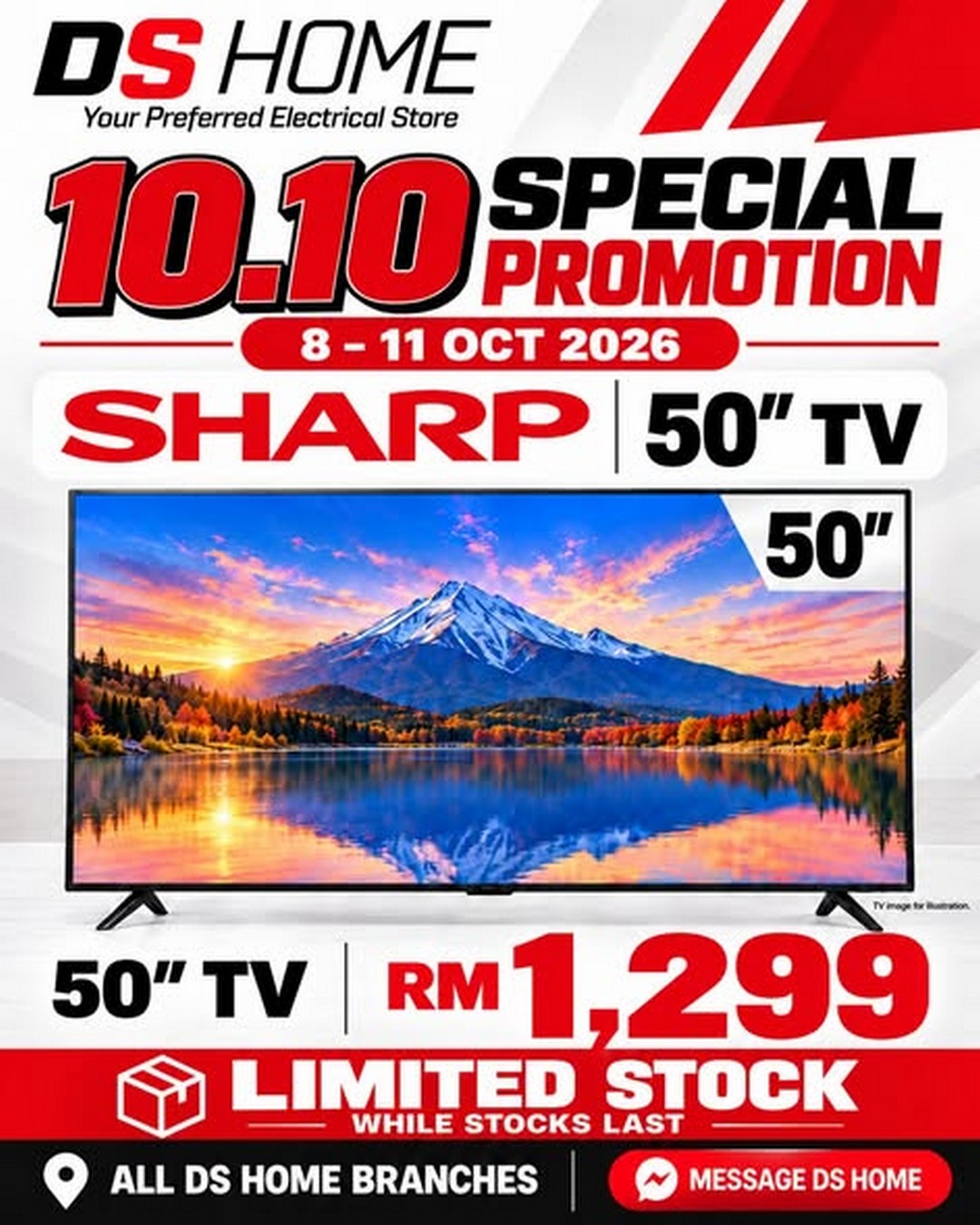 DS-HOME-10.10-KAW-KAW-Big-Sale-Promotion-2 8-11 October 2026: DS HOME: 10.10 KAW-KAW Big Sale Promotion – Enjoy Big-Screen TV Deals from RM1,098, Featuring Sharp, Samsung and LG, Available at All DS HOME Stores