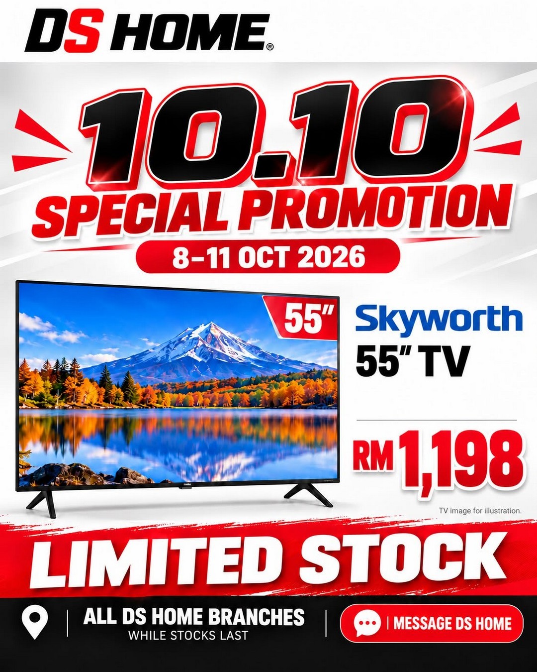DS-HOME-10.10-KAW-KAW-Big-Sale-Promotion-4 8-11 October 2026: DS HOME: 10.10 KAW-KAW Big Sale Promotion – Enjoy Big-Screen TV Deals from RM1,098, Featuring Sharp, Samsung and LG, Available at All DS HOME Stores