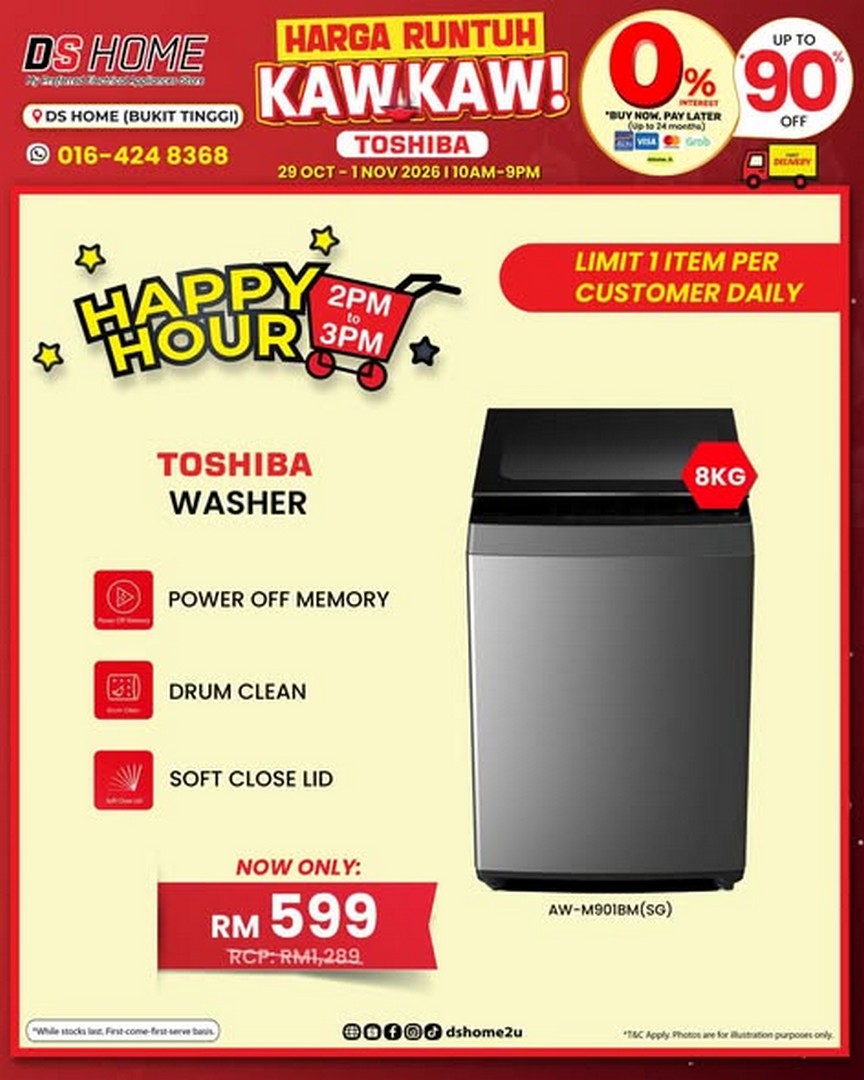 DS-HOME-Bukit-Tinggi-Toshiba-Harga-Runtuh-Kaw-Kaw-Promotion-1 28 October–1 November 2026: DS HOME Bukit Tinggi Toshiba Harga Runtuh Kaw Kaw Promotion – Deepavali Home Appliance Deals from RM69 in Klang, Selangor