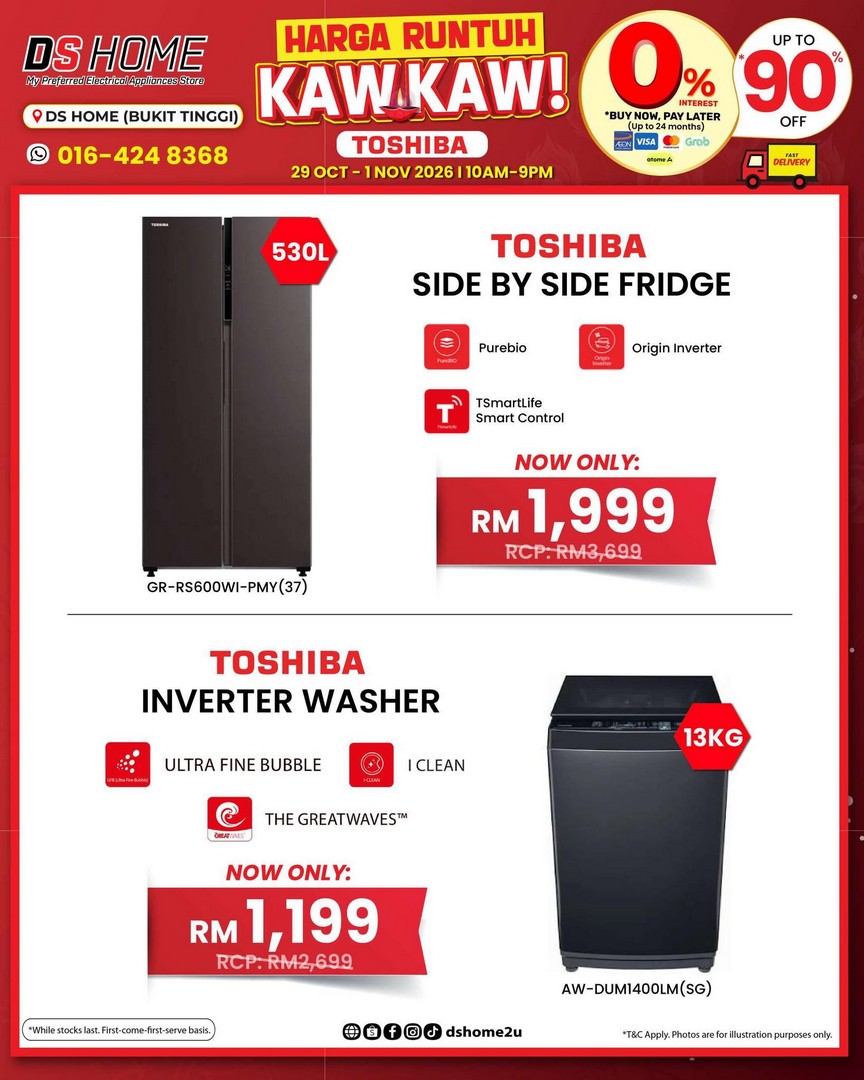 DS-HOME-Bukit-Tinggi-Toshiba-Harga-Runtuh-Kaw-Kaw-Promotion-10 28 October–1 November 2026: DS HOME Bukit Tinggi Toshiba Harga Runtuh Kaw Kaw Promotion – Deepavali Home Appliance Deals from RM69 in Klang, Selangor