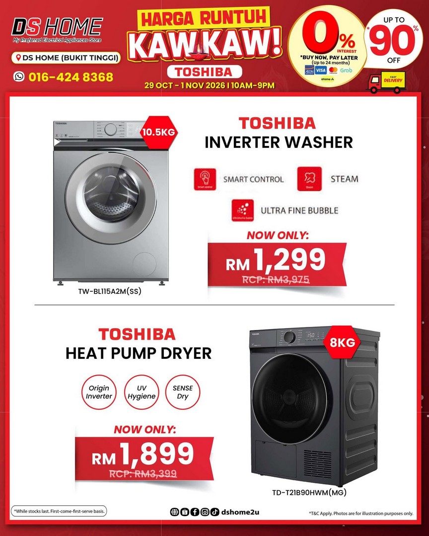 DS-HOME-Bukit-Tinggi-Toshiba-Harga-Runtuh-Kaw-Kaw-Promotion-11 28 October–1 November 2026: DS HOME Bukit Tinggi Toshiba Harga Runtuh Kaw Kaw Promotion – Deepavali Home Appliance Deals from RM69 in Klang, Selangor