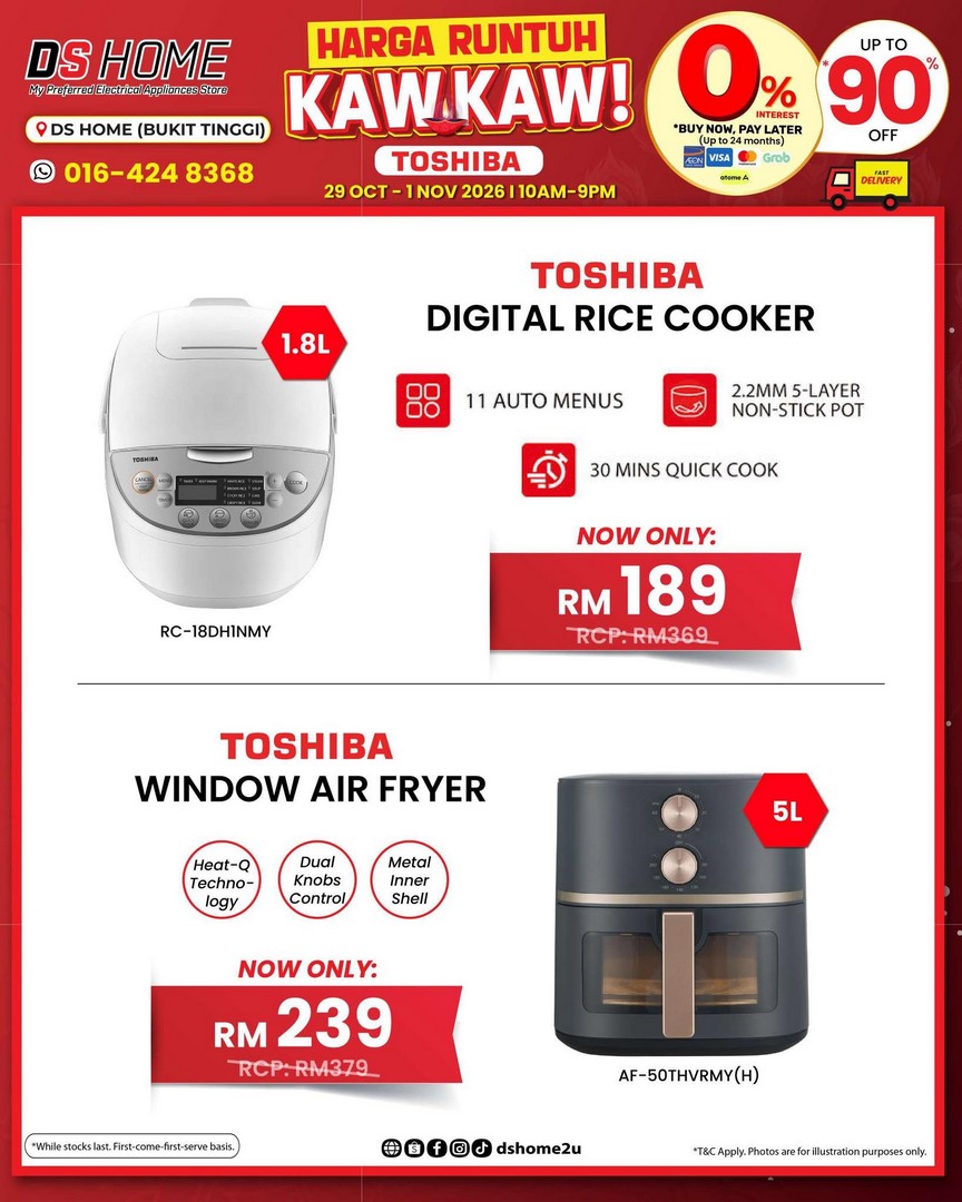 DS-HOME-Bukit-Tinggi-Toshiba-Harga-Runtuh-Kaw-Kaw-Promotion-12 28 October–1 November 2026: DS HOME Bukit Tinggi Toshiba Harga Runtuh Kaw Kaw Promotion – Deepavali Home Appliance Deals from RM69 in Klang, Selangor