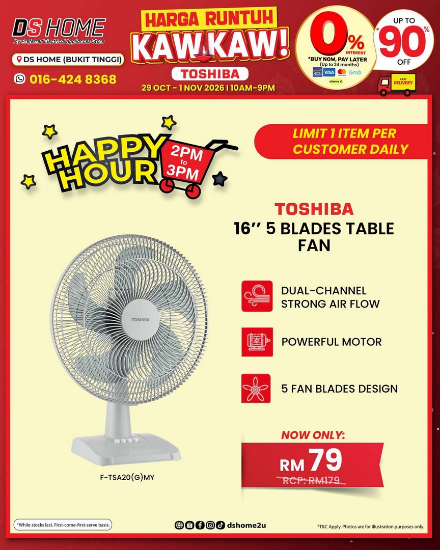 DS-HOME-Bukit-Tinggi-Toshiba-Harga-Runtuh-Kaw-Kaw-Promotion-5 28 October–1 November 2026: DS HOME Bukit Tinggi Toshiba Harga Runtuh Kaw Kaw Promotion – Deepavali Home Appliance Deals from RM69 in Klang, Selangor