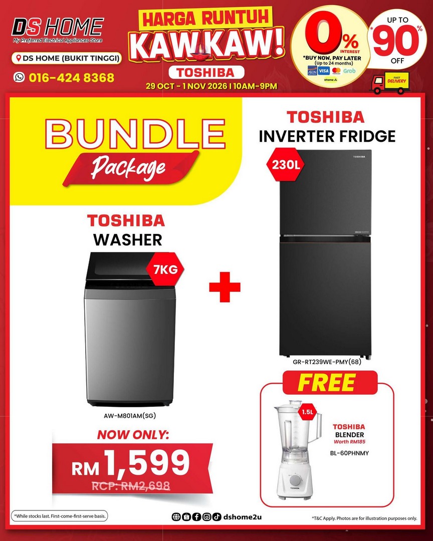 DS-HOME-Bukit-Tinggi-Toshiba-Harga-Runtuh-Kaw-Kaw-Promotion-6 28 October–1 November 2026: DS HOME Bukit Tinggi Toshiba Harga Runtuh Kaw Kaw Promotion – Deepavali Home Appliance Deals from RM69 in Klang, Selangor