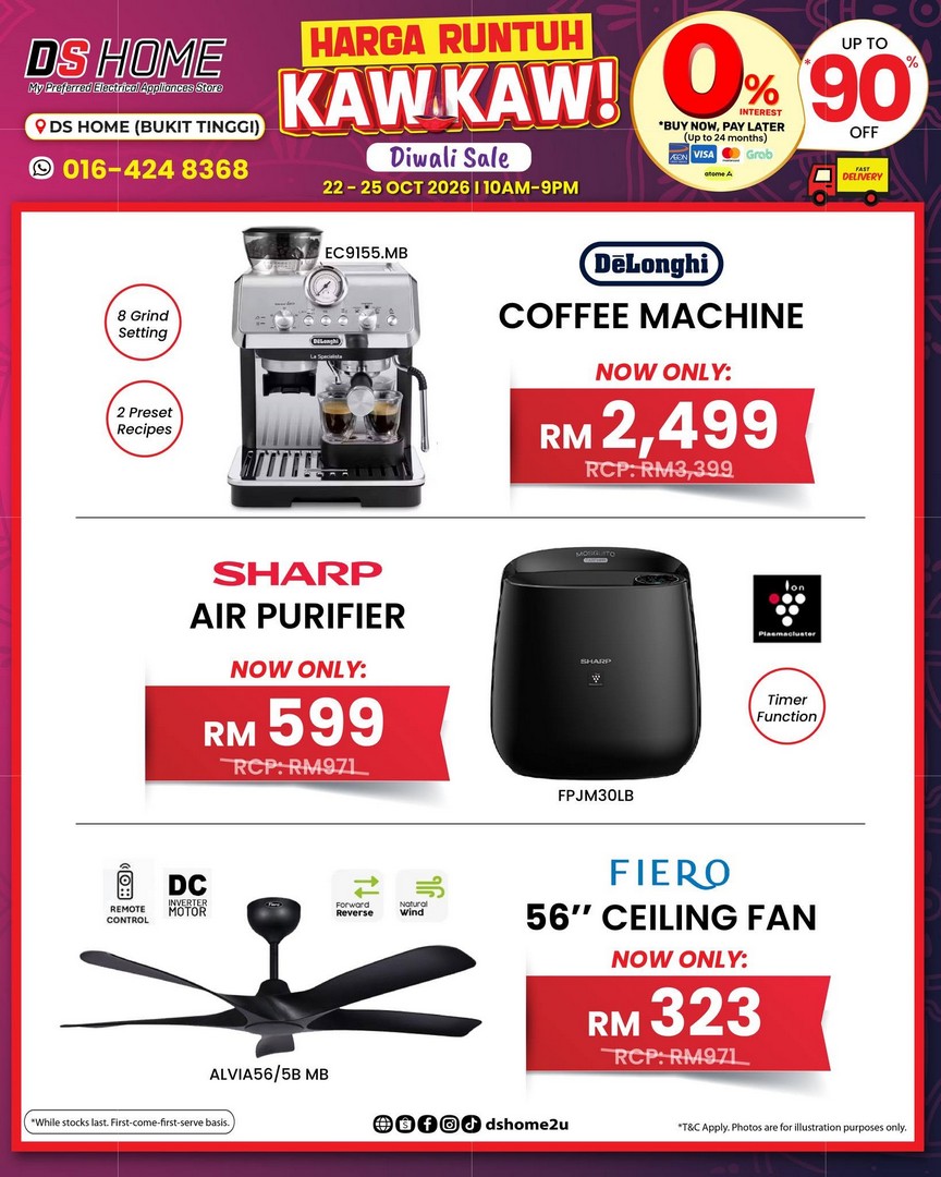 DS-HOME-Diwali-Home-Appliances-Promotion-20 22-25 October 2026: DS HOME: Diwali Home Appliances Promotion in Bukit Tinggi, Klang – Fans from RM98, TVs from RM399, Air Conditioners from RM599 and More