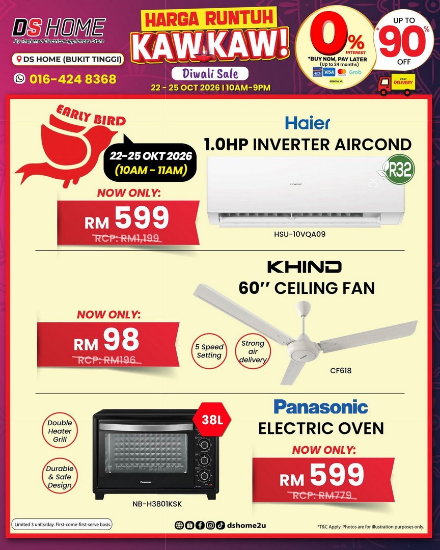 DS-HOME-Diwali-Home-Appliances-Promotion-4 22-25 October 2026: DS HOME: Diwali Home Appliances Promotion in Bukit Tinggi, Klang – Fans from RM98, TVs from RM399, Air Conditioners from RM599 and More
