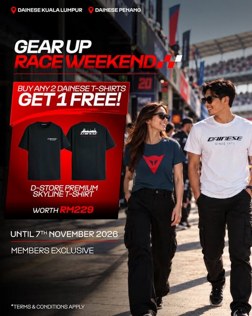 Dainese-Malaysia-Members-Exclusive-Promotion Now Till 7 November 2026: Dainese Malaysia Members-Exclusive Promotion – Buy Any 2 Dainese T-Shirts, Get 1 FREE D-Store Premium Skyline T-Shirt Worth RM229 at Kuala Lumpur and Penang Stores