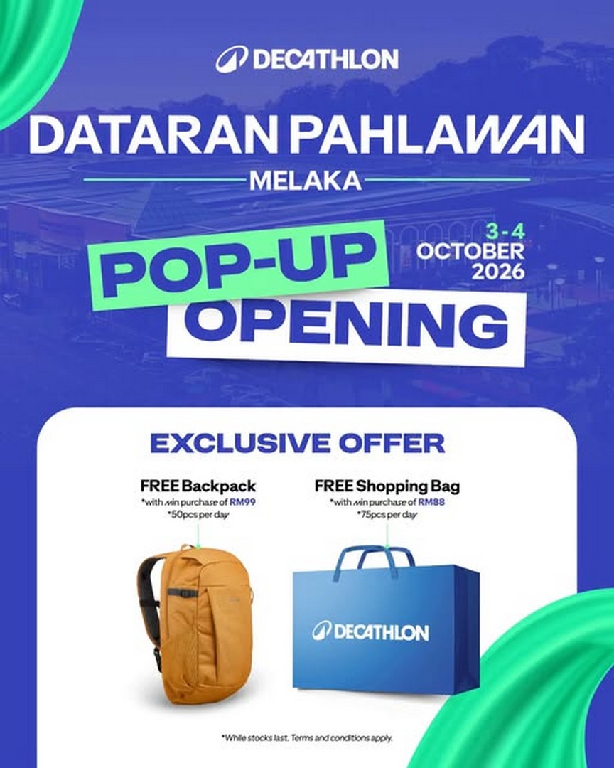 Decathlon-Malaysia-Grand-Opening-Promotion-at-Dataran-Pahlawan-Melaka 3-4 October 2026: Decathlon Malaysia: Grand Opening Promotion at Dataran Pahlawan Melaka with Limited Offers and Freebies