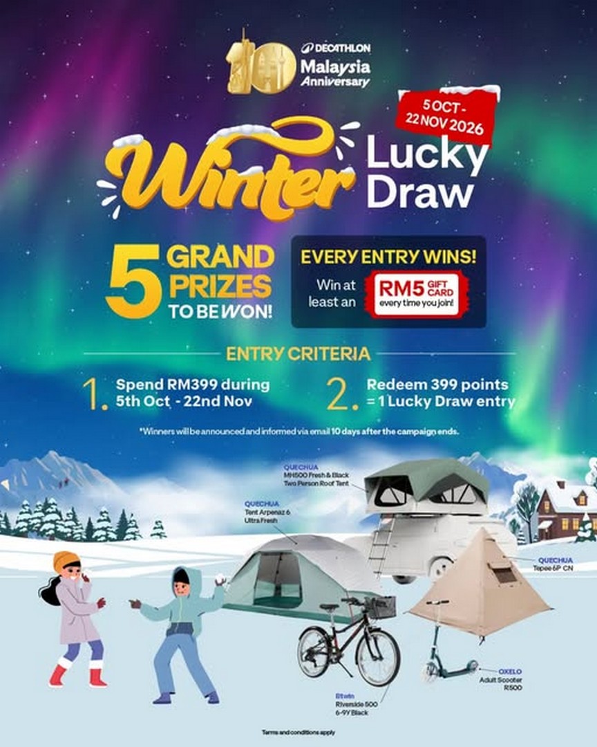 Decathlon-Malaysia-Lucky-Draw-Promotion 5 October–22 November 2026: Decathlon Malaysia: Lucky Draw Promotion with RM5 Gift Card Rewards and 5 Grand Prizes to Be Won