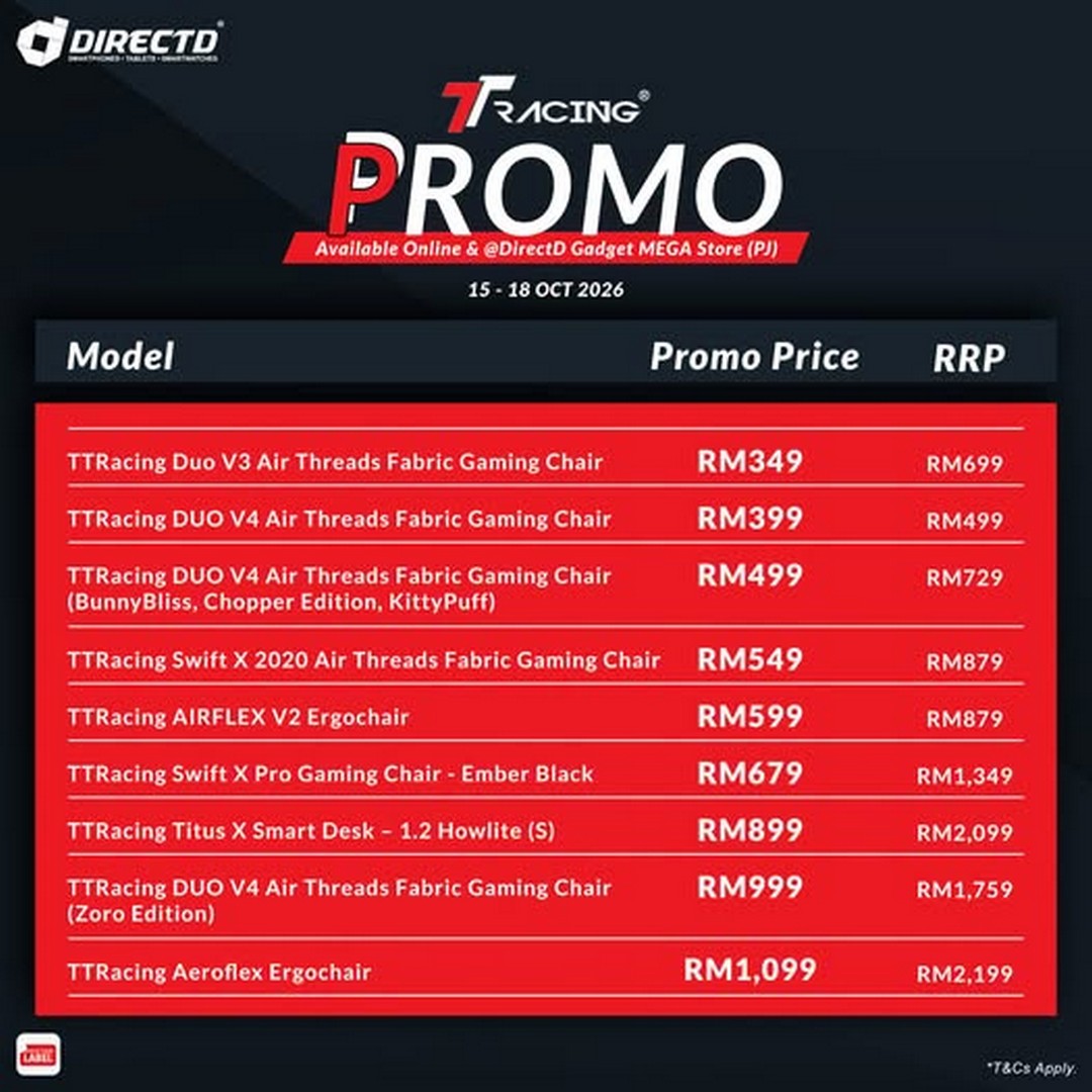 DirectD-TTRacing-Promotion-–-Upgrade-Your-Gaming-Chair 15-18 October 2026: DirectD: TTRacing Promotion – Upgrade Your Gaming Chair and Gaming Setup at DirectD Gadget MEGA Store PJ