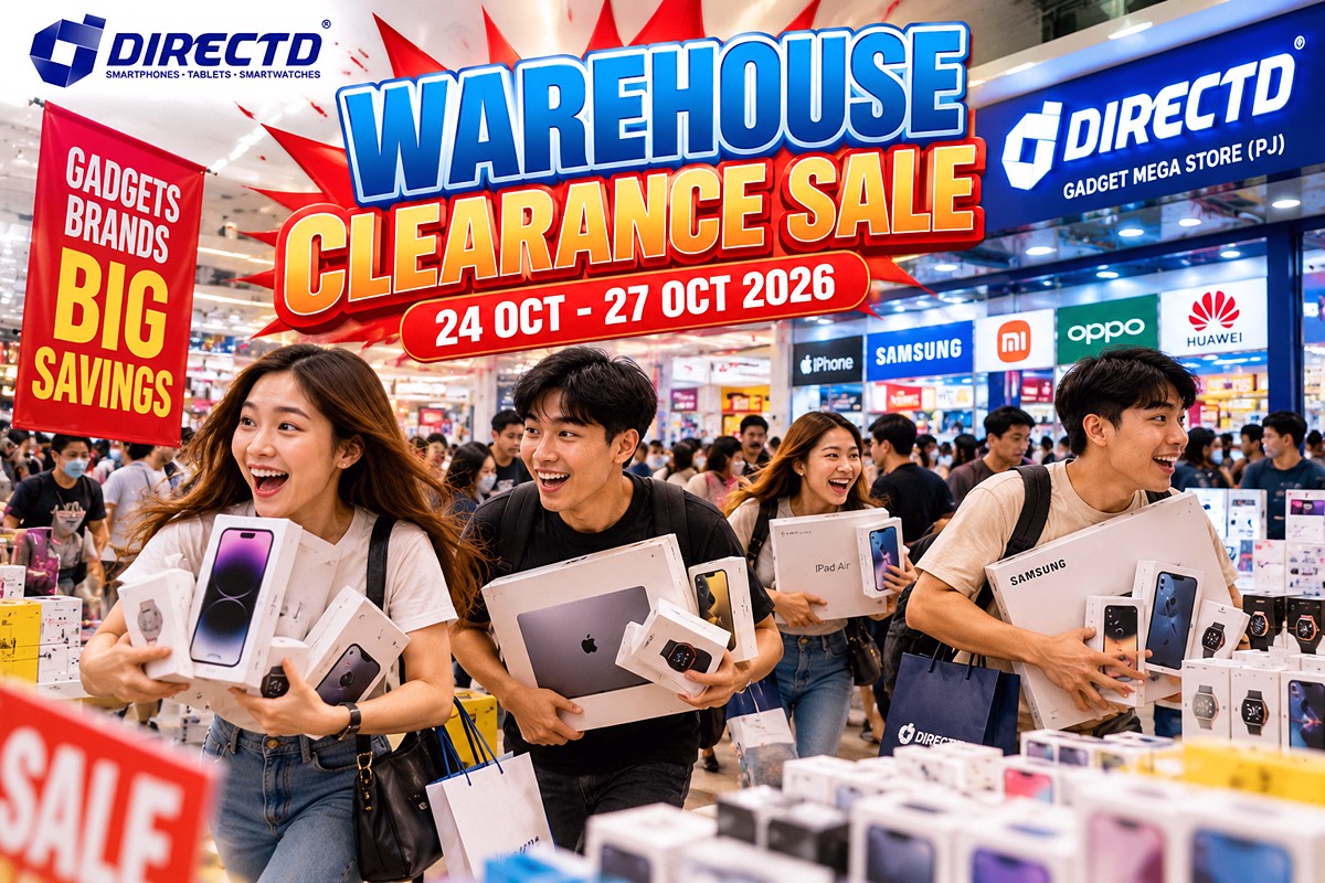 DirectD-Warehouse-Clearance-Frenzy 24–27 Oct 2026: DirectD Warehouse Clearance Sale in PJ – Smartphones, MacBooks, Tablets & Home Gadgets from RM19