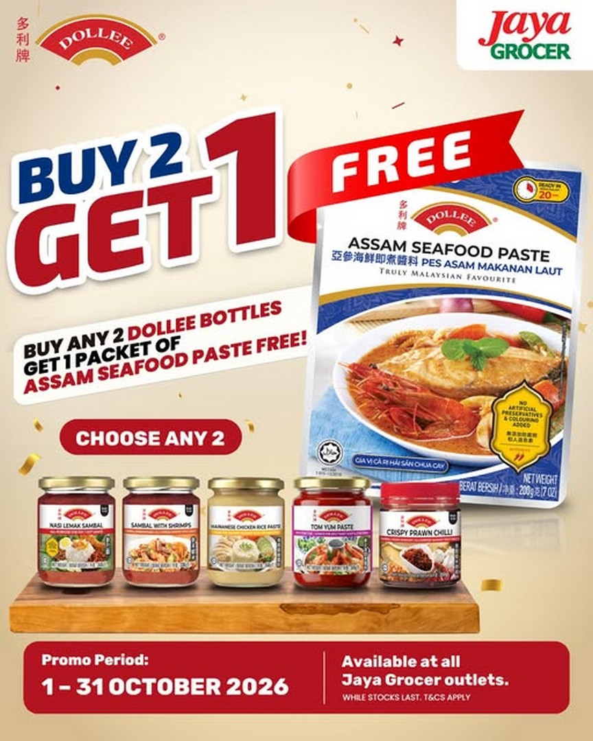 Dollee-Buy-2-Get-1-Free-Promotion-at-Jaya-Grocer-Nationwide 1-31 October 2026: Dollee: Buy 2 Get 1 Free Promotion at Jaya Grocer Nationwide, Malaysian Favourite Pantry Essentials
